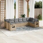 vidaXL Salon de jardin avec coussins 10 Pièces beige résine tressée