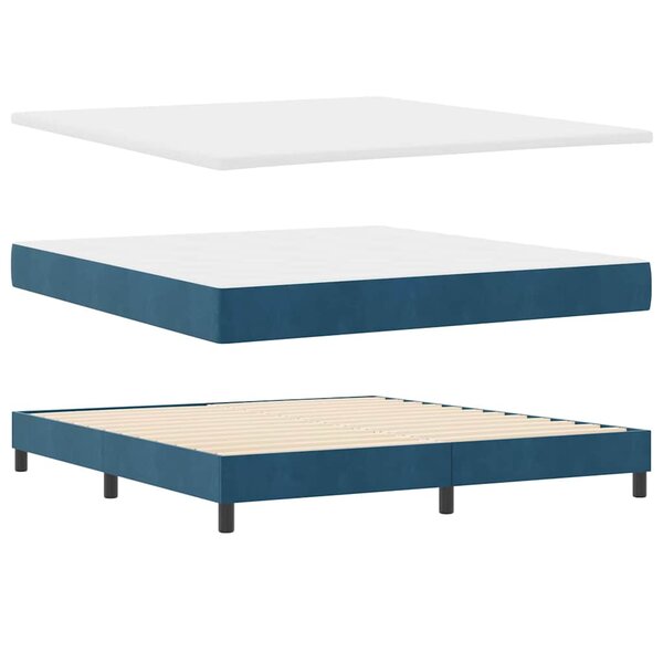 vidaXL Lit à ressorts avec matelas Bleu foncé 200 x 180 cm Polyester