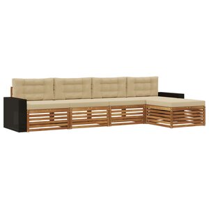 vidaXL Ensemble de canapés d'extérieur 5 pc Naturel et Beige Polyester