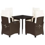 vidaXL Ensemble à manger de jardin 5 Pièces et coussins marron poly rotin
