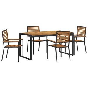 vidaXL Ensemble de salle à manger pour jardin 5 Pièces Noir et Marron