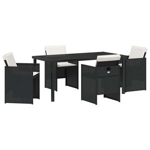 vidaXL Ensemble de salle à manger pour jardin 5 Pièces Noir polyrotin