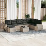 vidaXL Salon de jardin 9 Pièces avec coussins gris clair résine tressée
