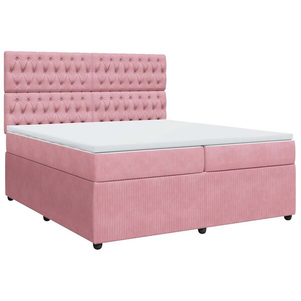 vidaXL Sommier à lattes de lit avec matelas Rose 200x200 cm Velours