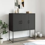 vidaXL Buffet haut noir 100 5x39x107 cm acier