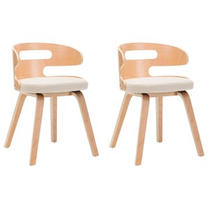 vidaXL Chaises à manger lot de 2 crème bois courbé et similicuir