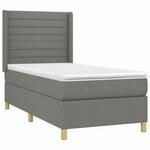 vidaXL Sommier à lattes de lit matelas LED Gris foncé 90x200cm Tissu