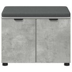 vidaXL Banc d'entrée avec coussin Gris béton 60 x 38 x 46 cm