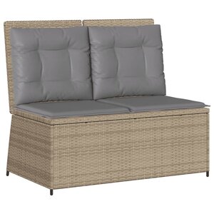 vidaXL Banc inclinable de jardin avec coussins beige résine tressée