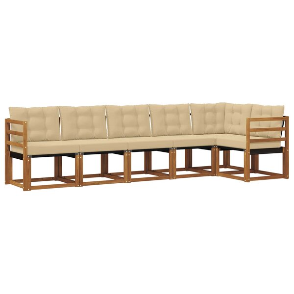 vidaXL Ensemble de canapés d'extérieur 6 pc Naturel et Beige