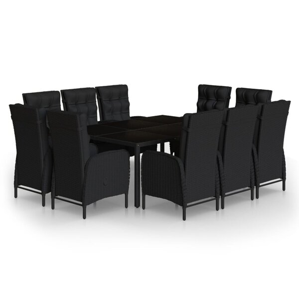 vidaXL Ensemble à dîner de jardin 11 Pièces Résine tressée Noir