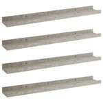 vidaXL Étagères murales 4 Pièces Gris béton 60x9x3 cm