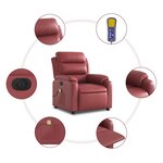 vidaXL Fauteuil de massage inclinable électrique rouge bordeaux