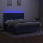 vidaXL Sommier à lattes de lit et matelas et LED Bleu 160x200 cm Tissu