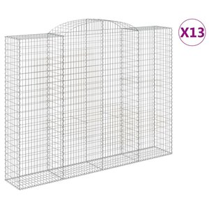 vidaXL Paniers à gabions arqués 13 Pièces 300x50x220/240 cm fer galvanisé