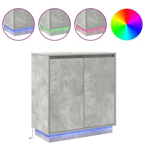vidaXL Buffet LED Gris béton 71 x 34 5 x 75 cm Bois d'ingénierie