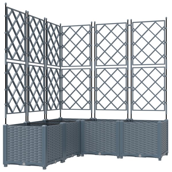 vidaXL Jardinier avec Treillis 5 Pièces Gris Clair 120x120x143 cm