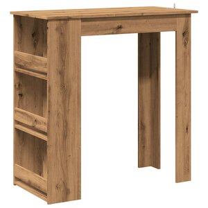 vidaXL Table de bar avec étagère de rangement chêne artisanal