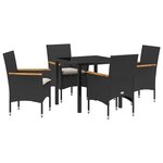 vidaXL Ensemble de salle à manger pour jardin 5 Pièces Noir Poly rotin