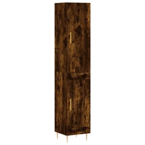 vidaXL Buffet haut Chêne fumé 34 5x34x180 cm Bois d'ingénierie