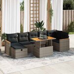 vidaXL Salon de jardin 5 Pièces avec coussins gris résine tressée