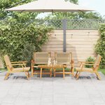 vidaXL Ensemble de Jardin 5 Pièces : Chaises en Bois d'Acacia Beiges & Table
