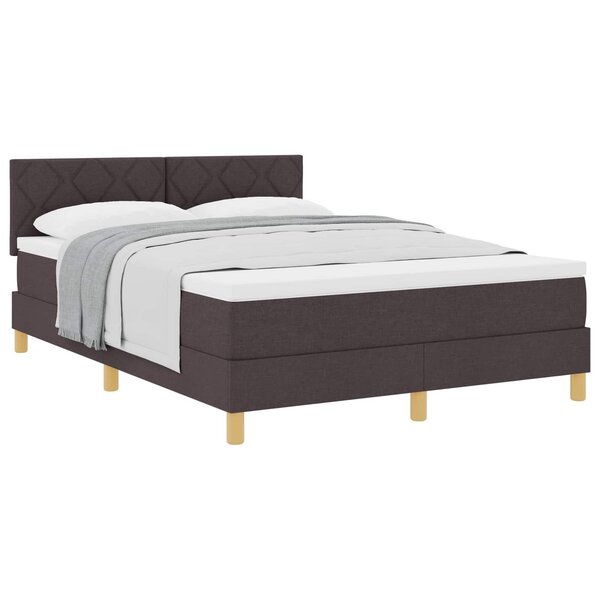 vidaXL Lit à ressorts avec matelas Marron foncé 160 x 200 cm tissu