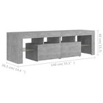 vidaXL Meuble TV avec lumières LED Gris béton 140x36 5x40 cm