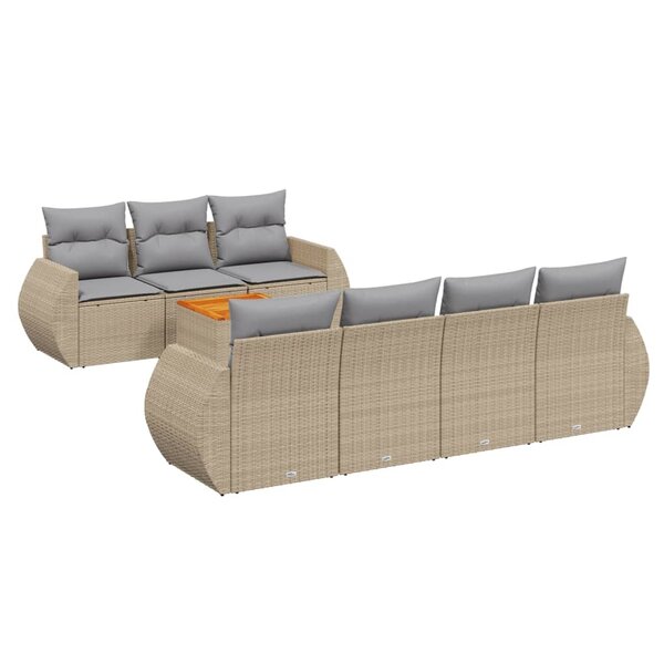 vidaXL Salon de jardin avec coussins 8 Pièces beige résine tressée