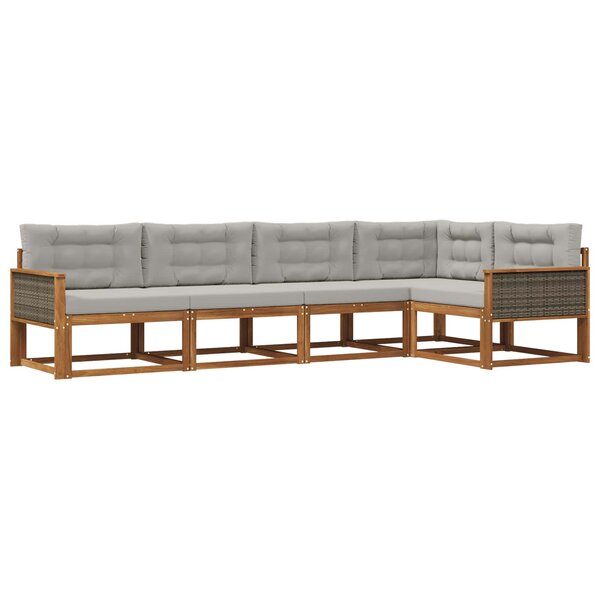 vidaXL Ensemble de canapés d'extérieur 5 pc Naturel et Gris clair