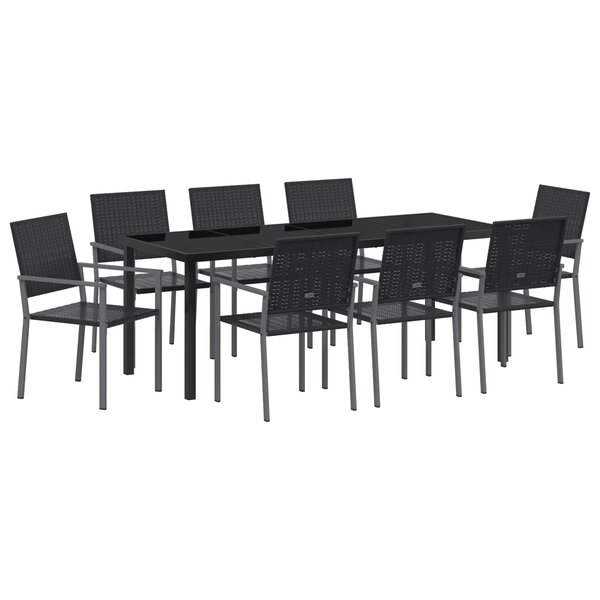 vidaXL Ensemble de 5 Noir Rotin PE  Acier revêtu de poudre