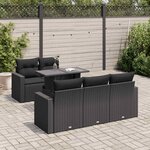 vidaXL Salon de jardin 6 Pièces avec coussins noir résine tressée