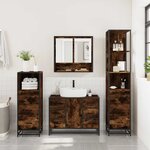 vidaXL Ensemble meubles salle de bain 4 Pièces chêne fumé bois ingénierie