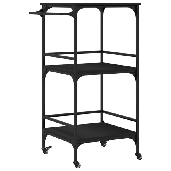 vidaXL Chariot de cuisine noir 60 5x50x105 cm bois d'ingénierie