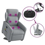 vidaXL Fauteuil inclinable de massage électrique Gris clair Tissu