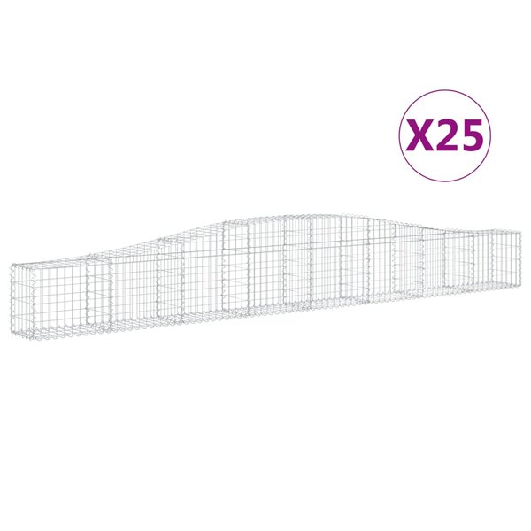 vidaXL Paniers à gabions arqués 25 Pièces 400x30x40/60 cm Fer galvanisé