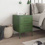 vidaXL Table de chevet vert olive 36x39x50 5 cm acier