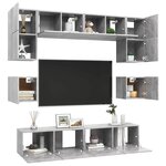 vidaXL Ensemble de meubles TV 8 Pièces Gris béton Bois d'ingénierie