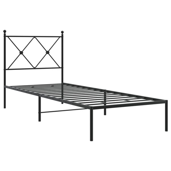 vidaXL Cadre de lit métal avec tête de lit noir 80x200 cm