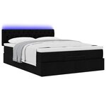 vidaXL Lit ottoman avec matelas et LED noir 140x200 cm tissu