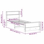 vidaXL Cadre de lit Marron 90 x 190 cm Bois massif en pin