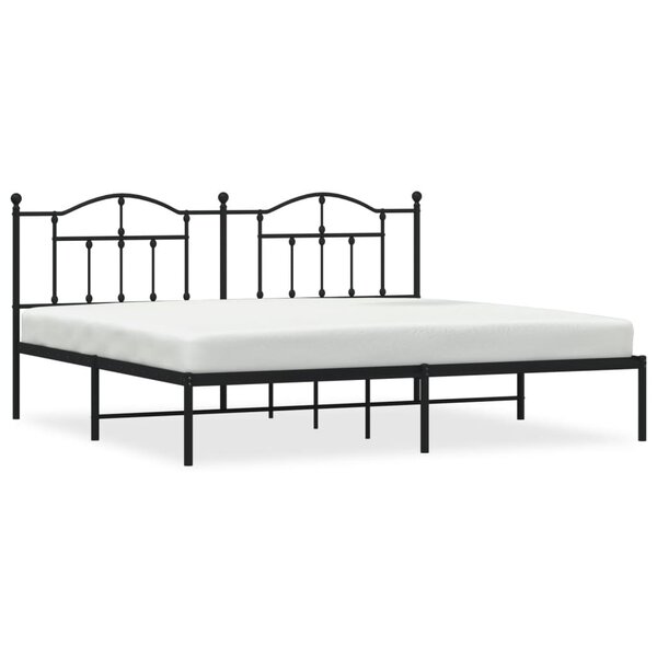 vidaXL Cadre de lit métal avec tête de lit noir 200x200 cm