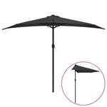 vidaXL Parasol de balcon avec mât en aluminium Noir 300x155x223cm Demi
