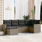 vidaXL Salon de jardin 6 Pièces avec coussins gris résine tressée