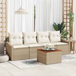 vidaXL Ensemble de canapé de jardin 5 Pièces Beige et blanc