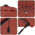 vidaXL Parasol déporté Roma avec LEDs Terre cuite 286x285x270 cm Aluminium