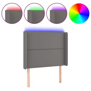 vidaXL Tête de lit à LED Gris 93x16x118/128 cm Similicuir