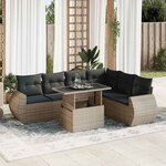 vidaXL Salon de jardin avec coussins 7 Pièces gris résine tressée