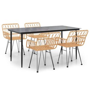 vidaXL Ensemble à manger de jardin 5Pièces Résine tressée