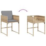 vidaXL Chaises de jardin avec coussins lot de 4 mélange beige